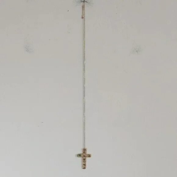 14KT GF Wire Wrap Semi Precious Stones Cross Pendant Necklace - Picture 3 of 4